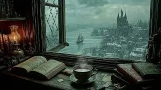 You're Reading Alone at Victorian London by the Window | Snow Ambience | Dark Winter Academia