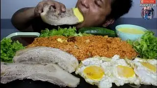 Pork belly kimchi fried rice with cheese sauce
