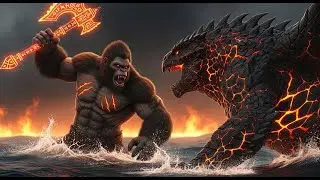 Burning Godzilla Unleashed in Kong vs Godzilla Burning Sea Battle