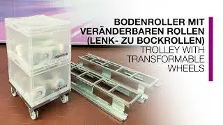 BLOKSMA &bull; BoRo mit ver&auml;nderbaren Rollen: Lenk zu Bockrollen &bull; Trolley with transformable wheels