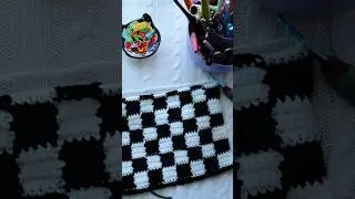 🧶Checkered crochet colorwork 🧶 #crochetforbeginners #checkered #cardigan