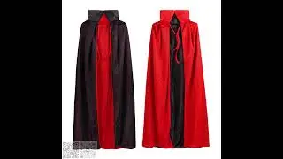 Halloween costume cosplay vampire witch black and red cloak adult children's death black cloak