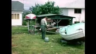 8mm Cine film footage painting a boat & taking it to the beach Flashscan HD transfer