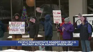 Anchorage demonstrators protest as tensions with Greenland escalate