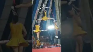 A girl doing stunt in cycling  on circus #stunt