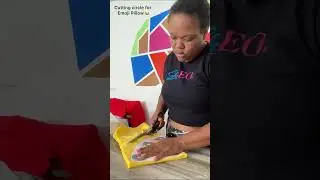 Cutting a circle using pattern for emoji pillows #pillows #emojipillow #cuttingfabric