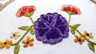 hand embroidery :buttonhole with french knot stitch rose flower design .