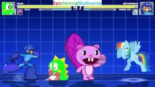 Toothy The Beaver And Bub The Bubble Dragon VS Mega Man And Rainbow Dash In A MUGEN Match / Battle
