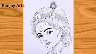 How to draw little Krishna Close face | Cute little Krishna drawing | Chitra