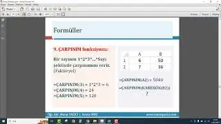 Excel Form&uuml;ller (Karek&ouml;k, Yuvarla ve &Ccedil;arpınım İşlemleri)