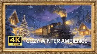 Cozy Winter Train Ambience ❄️ Soft Music & Snowfall | Relax, Study, Sleep (4K)