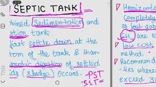 Septic Tank|Design Criteria of tank|Wastewater Treatment| Design of septic tank|