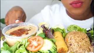 ASMR | VEGAN THAI FOOD (Spicy Red Curry, Vegan Chicken, Fried Rice, Spring Roll) EATING SOUNDS