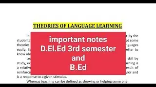 Theories Of Language Learning D.El.Ed with PDF