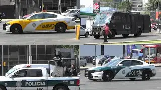 MASSIVE RESPONSE TO PROTEST! 12x Mexico City Police units responding code 3