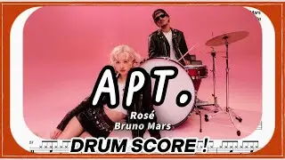 【APT. 】│ROSÉ & Bruno Mars│Drum Tab Drum Scores 爵士鼓 動態鼓譜