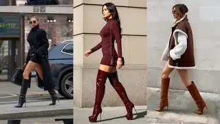 “Classic Power: Leather Long High-Heel Boots”