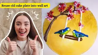 Reusing an Old Cake Plate into Cute Wall Art | Polymer Clay Love Birds DIY | Easy Home Decor Idea