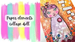 Paper elements collage doll