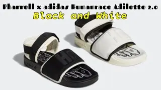 Pharrell x adidas Humanrace Adilette 2.0 BLACK AND WHITE