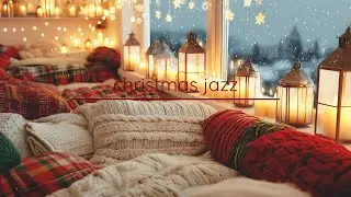 Christmas Window View ❄️🎄 Warm Room, Falling Snow & Cozy Jazz Ambience | Holiday Jazz Atmosphere