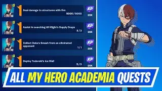 Fortnite Complete My Hero Academia Quests - How to EASILY Complete Deku and Todoroki Quests