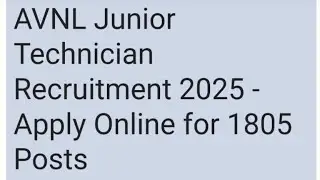 AVNL RECRUITMENT #JUNIOR Technician #new jobs #2025