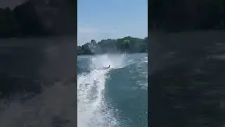 First time long line barefoot waterskiing