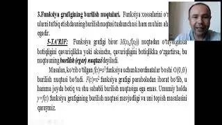 Funksiya grafigining qavariqligi, botiqligi, egilish nuqtasi va asimptotasi