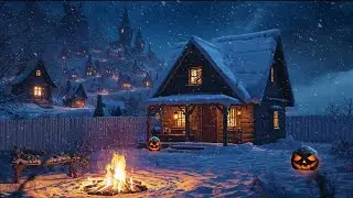 Cozy Bonfire in a Snowy Witch Village | Relaxing Fantasy Ambience