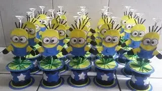 Centro de Mesa dos Minions-ATELI&Ecirc; FRAN E.V.ARTES