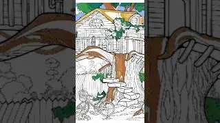 Beautiful tree house beautiful coloring😍 #ARTISTYADAVYT #viral #shorts
