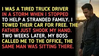I WAS A TIRED TRUCK DRIVER IN A STORM WHEN I STOPPED TO HELP A STRANDED FAMILY. I TOWED THEIR CAR