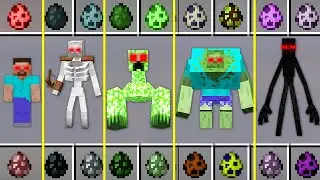 HOW SUMMON FROM EGGS MUTANT .EXE MOBS SKELETON ZOMBIE ENDERMAN CREEPER HOW TO PLAY MINECRAFT
