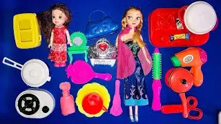 Clay art kitchen set || barbie doll makeup kit || kitchen set