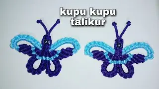 Tutorial kupu kupu talikur,Macrame butterfly, wall hanging butterflay,