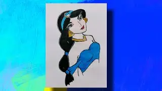 How to draw Disney Princess - Jasmine || step by step easy || How to draw a Princess