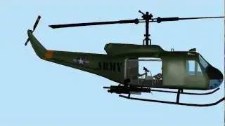 3D Bell UH-1 Iroquois military helicopter