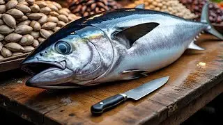 Tuna Cutting Skills at a Local Fish Market in Sorong City Indonesia