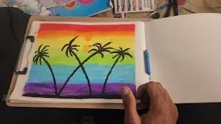 Sunset view easy tutorial for beginners || oil pastel color drawing ||
