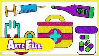 APRENDA A DESENHAR O KIT DOS M&Eacute;DICOS COM GLITTER! | Arte Facil