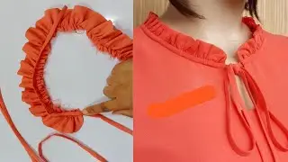 Beautiful frill collar neck design for kurti cutting and stitching / Latest Dori loops Neck Design