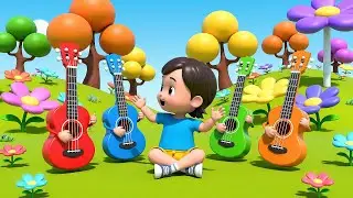 Four Little Toy Guitars Strum Strum Strum | Nursery Rhymes for Kids & Baby Songs