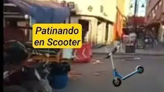 Simplemente rodando Scooter Razor A6 (sin motor) de noche.