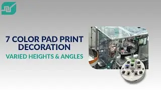 Multicolor Pad Print: 7 Color Decoration Applied at Varied Heights and Angles