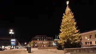 4K Frosty ❄️ Night walk in v&auml;xj&ouml; city, Sweden - 4K City Virtual Walking