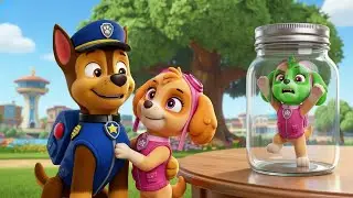 Tiny Mystery Rescue: Chase and Skye Discover a Miniature Green Pup Trapped in a Jar