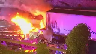 Truck crashes into back of big rig, causes deadly fire