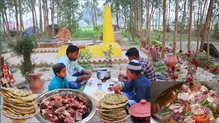 How to make Village cooking by Village field food a simple buffalo karma recipe with tandoori roti||