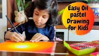 Yoga Day Oil Pastel | Easy Oil Pastel Drawing for Kids | Sunset Painting | Oil Pastel Art for Kids